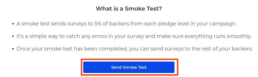 Smoke Test explanation with Send Smoke Test outlined in red