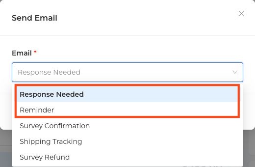 Send Email dialog with Response Needed and Reminder outlined in red